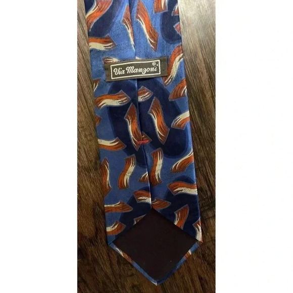 Men’s Tie Bacon Strip Patter‎ Via Manzoni Italian Silk - Picture 2 of 5
